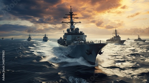 Foto war ships in the sea