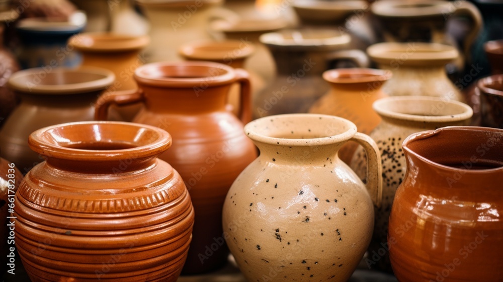 clay pots in the market generated by AI
