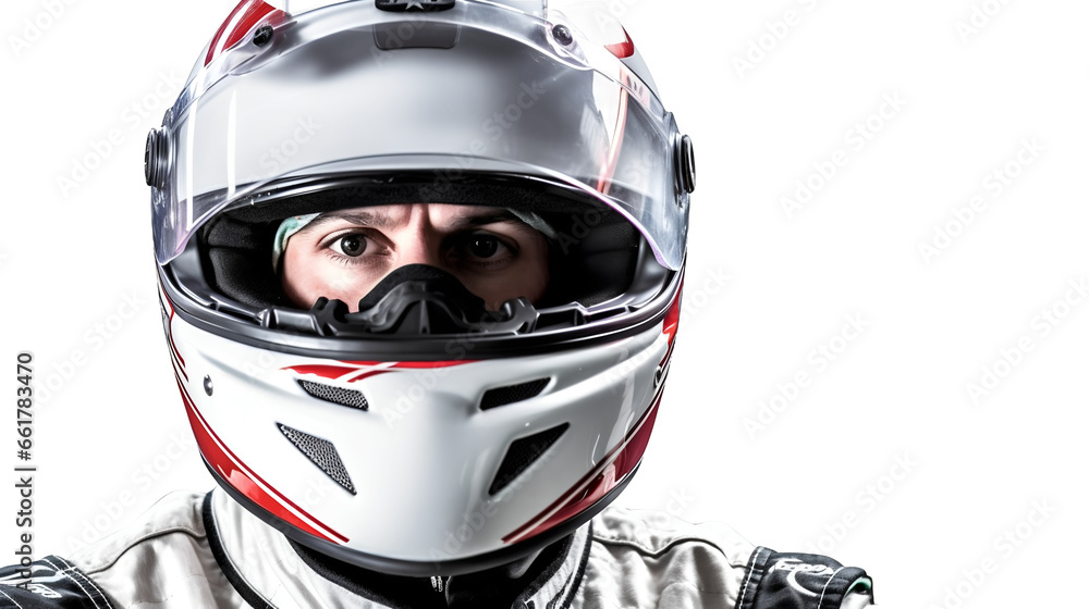 Pilote avec un casque, sport automobile F1 avec transparence, sans background - obrazy, fototapety, plakaty 