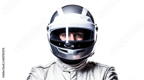 Pilote avec un casque, sport automobile F1 avec transparence, sans background