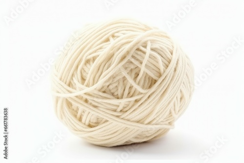 Ball from soft wool. Textile knitting hobby handicraft tool. Generate ai