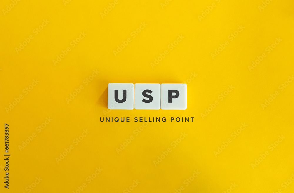 USP Term and Initialism. Unique Selling Point or Proposition in Marketing. Product or Brand Differentiation Concept Image. - obrazy, fototapety, plakaty 