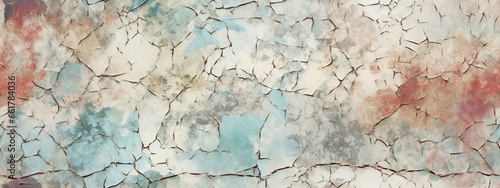 Seamless cracked peeling paint background texture. Tileable grunge crackle and cracks pattern overlay. Weathered and worn concept wallpaper or backdrop