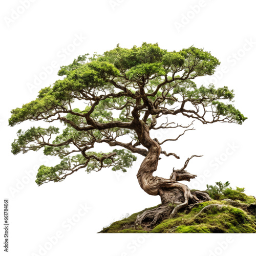 bonsai tree isolated on white, PNG, transparent background