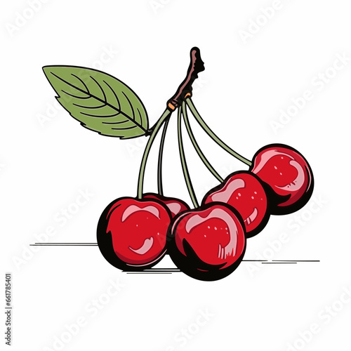 Cherry. Cherry hand-drawn comic illustration. Vector doodle style cartoon illustration.
