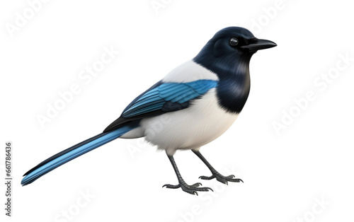 3D Cartoon of Eurasian Magpie on isolated background