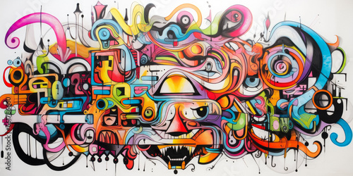 Crazy Colorful Abstract Graffiti Background Created Using Artificial Intelligence