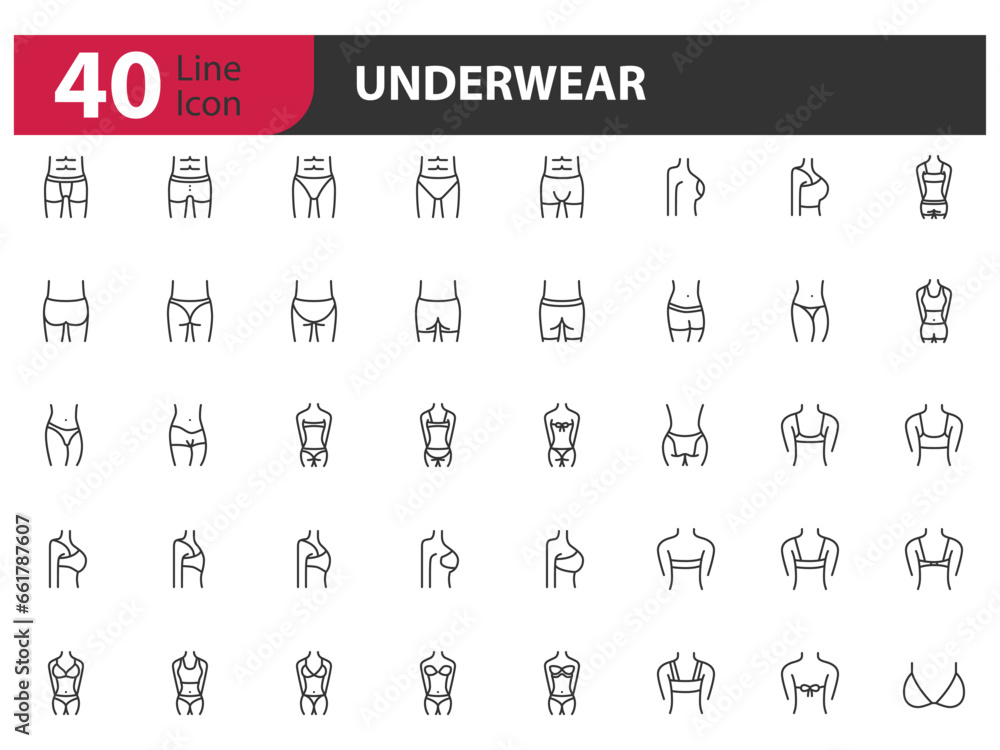 set of underwear icon, panty, male, female