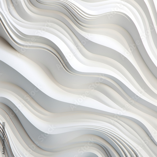 Abstract background featuring flowing white waves resembling wall sculpture and installation, characterized by precisionist lines, rich layering, surreal organic shapes, and realistic hyper-detail.