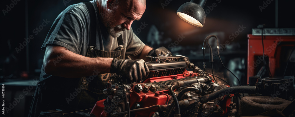 Professional fixing automotive engine