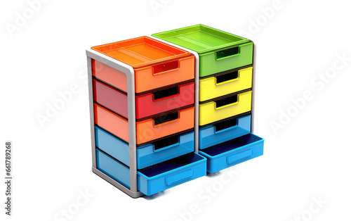 3D Image Cartoon Plastic Drawer on isolated background