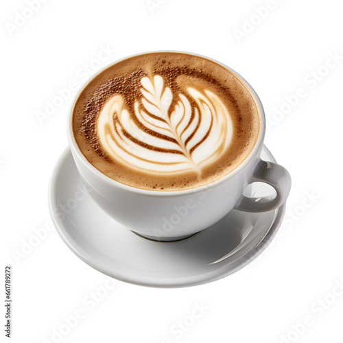 Latte art coffee isolated background