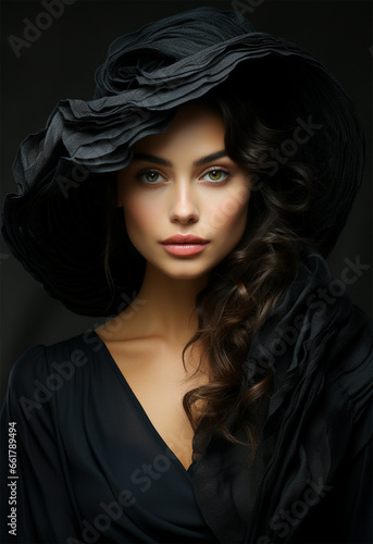 portrait of a beautiful woman in a hat © Roman