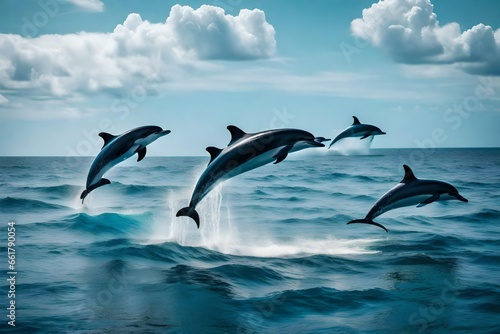 dolphins in the ocean4k HD quality photo. © zooriii arts
