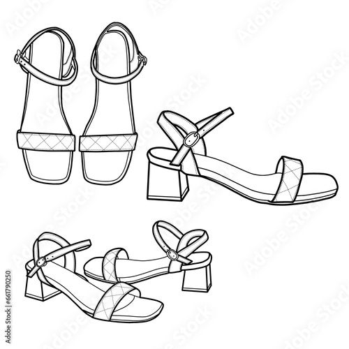 Ankle-strap heels isolated on a white background, vector illustration.
