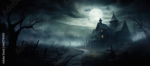 Spooky house with eerie atmosphere With copyspace for text