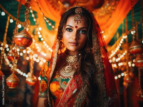 Teej festival indian colorful woman indian ceremony