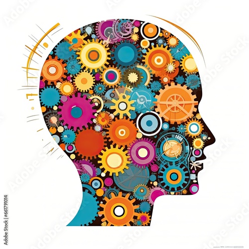 Wallpaper Mural Colorful Gears of Cognition: The Intricate Machinery of Creative Thought. Generative AI Torontodigital.ca