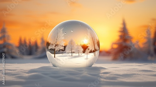 Ethereal Globe Capturing Nature's Frozen Moment at Sunset. Generative AI © Gelpi