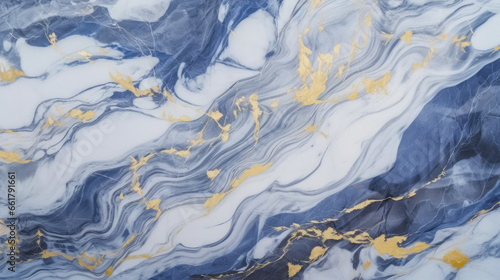 Fondo de mármol blanco y azul con vetas de oro. Fondo elegante con textura de minerales y estratos de roca. photo