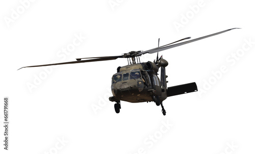 military helicopter isolated on transparent background