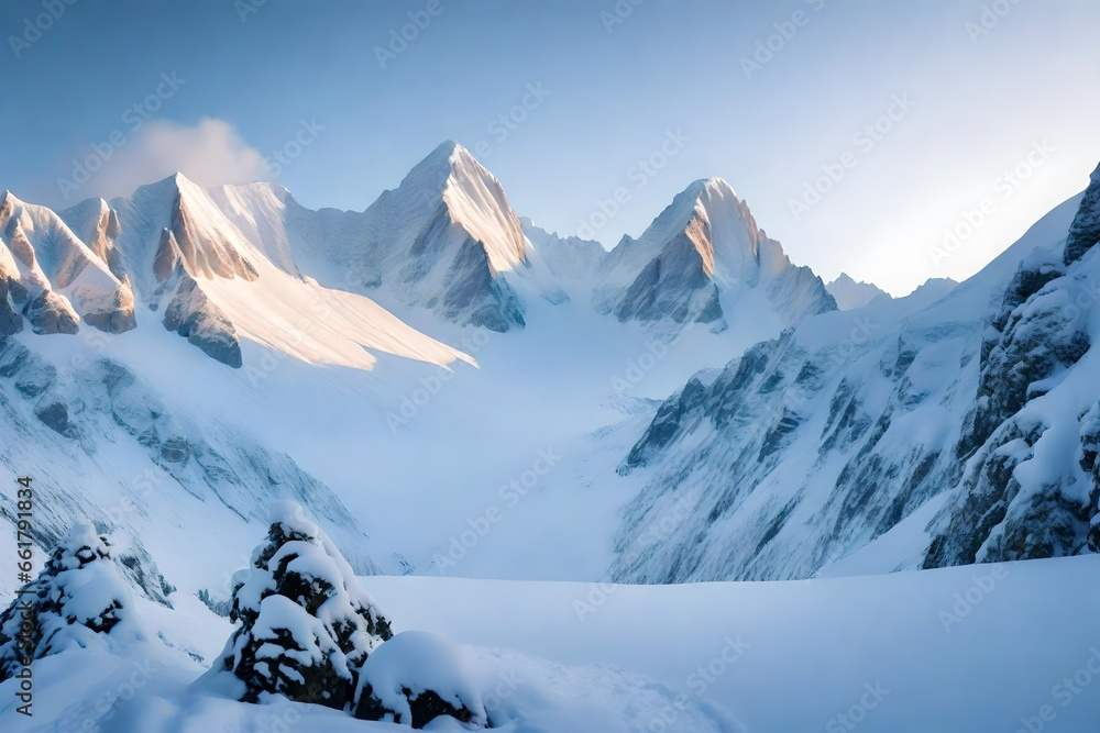 snow covered mountains in winter4k HD quality photo.