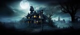 Spooky haunted house on Halloween With copyspace for text