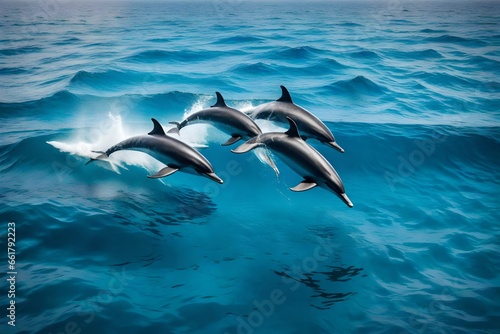 dolphin jumping out of water4k HD quality photo. © zooriii arts