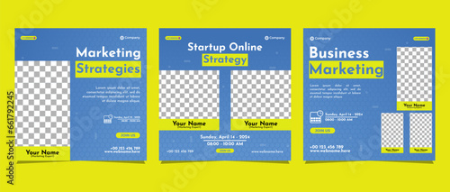 Digital business marketing banner social media post template. Suitable for business webinar, marketing webinar, online class program, etc.