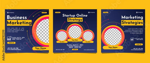 Digital business marketing banner social media post template. Suitable for business webinar, marketing webinar, online class program, etc.