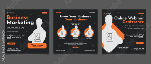 Digital business marketing banner social media post template. Suitable for business webinar, marketing webinar, online class program, etc.