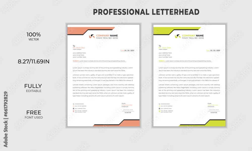 Obraz premium clean simple professional creative letterhead design