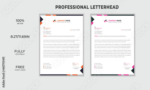 eye caching simple & minimalist letterhead design template