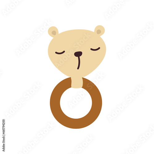 Illustration toys rattle bear for baby. The concept of parenting and caring for a child.