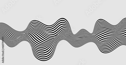Abstract wave background, black and white wavy stripes or lines design.Optical art.