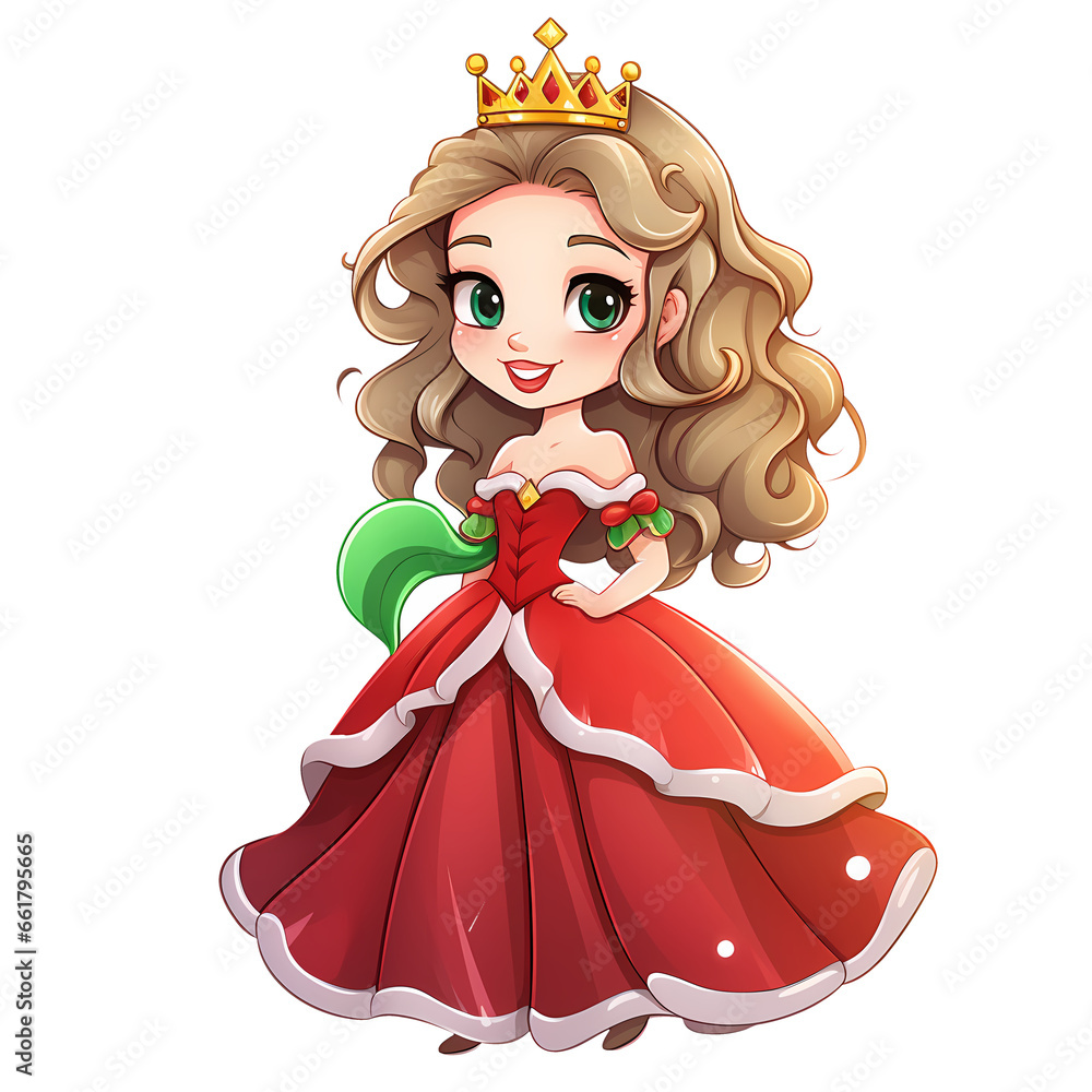 Cute Princess Santa Claus Christmas Clipart Illustration
