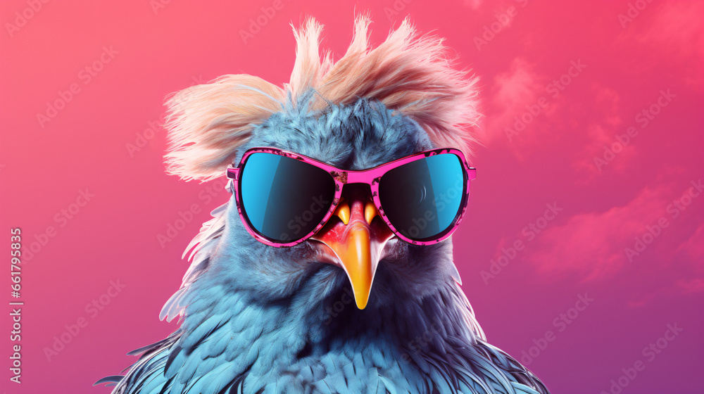 Chicken sunglasses pastel background