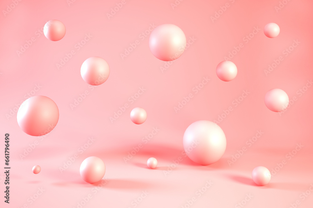Coral balls on light pink background. 3d Pink bubbles or spheres backdrop, 3d render. Coral balls on light pink background. 3d Pink bubbles or spheres backdrop, 3d render.