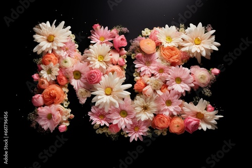 Word arrangement with flowers for Mother s Day. Generative AI