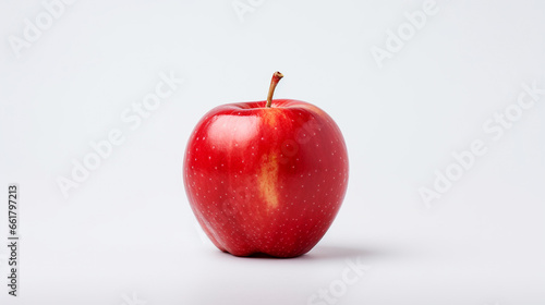 beautiful ripe red apple close-up on white background