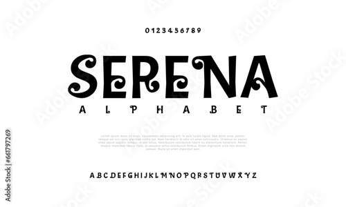 Serena creative modern urban alphabet font. Digital abstract moslem, futuristic, fashion, sport, minimal technology typography. Simple numeric vector illustration