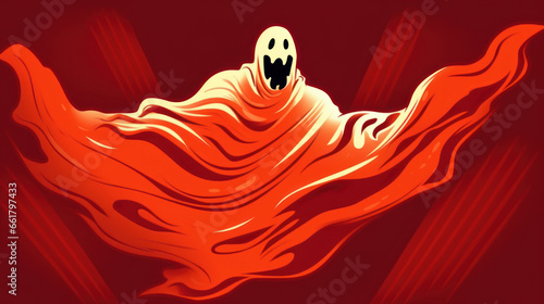 illustration of a ghost in red tones