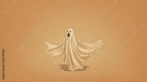 illustration of a ghost in beige tones