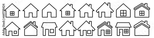 House line set icon on isolated background. Vector set of house line icons. Home flat icon set. Vector illustration EPS 10