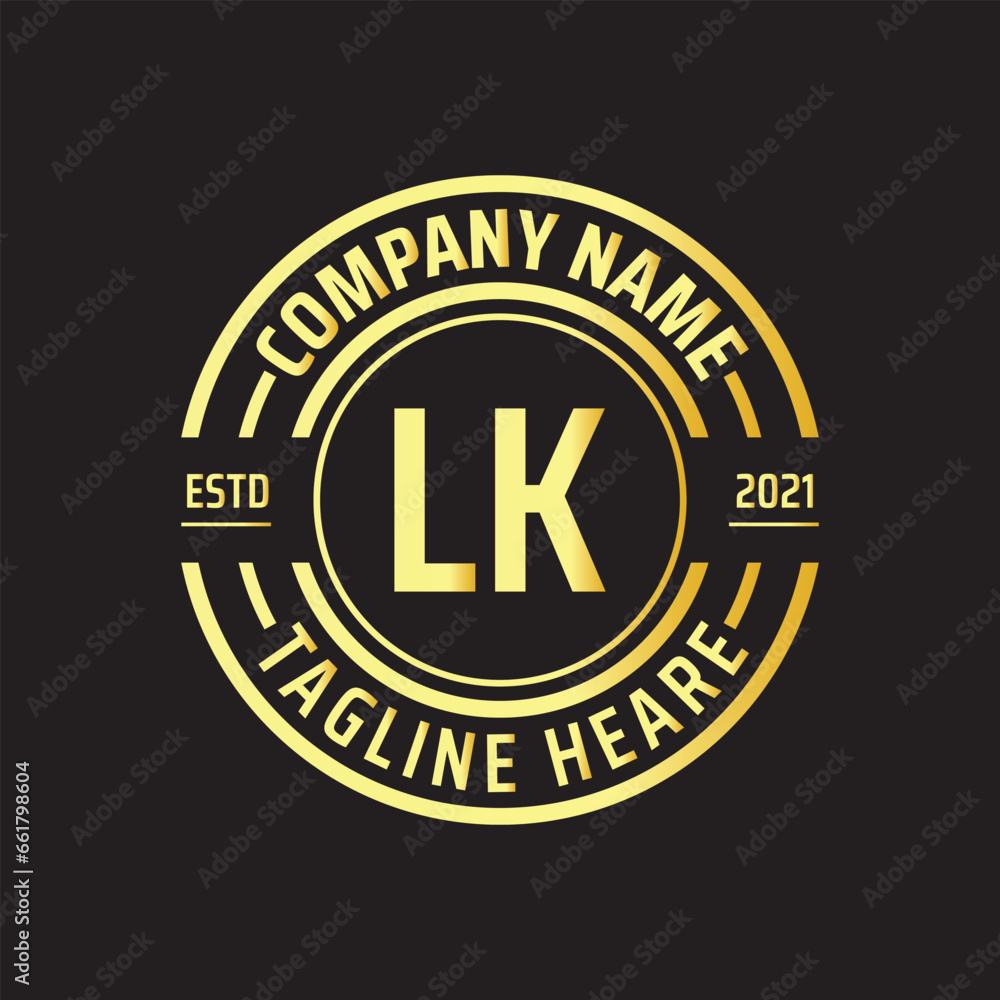 Fototapeta premium Professional simple Letter LK Circle Luxury Gold Color Vector Logo Template
