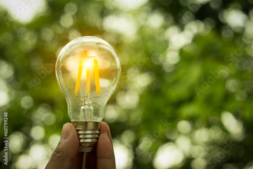 Save energy to reduce global warming.Creative ideas concept, light bulb for new ideas, object design for thinking.