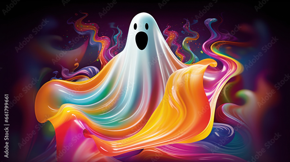 illustration of a ghost in colorful tones