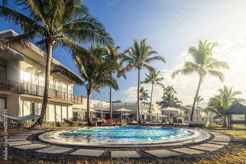 Swiming-Pool inside a Luxury Sub-Tropical Resort by Morning Light
