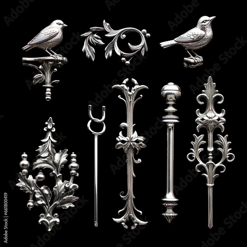 Elegant birds in silver. Perfect for fantasy, high fantasy, book covers, cards, invitations, games and more.	