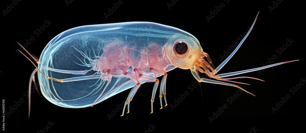 Obraz premium Microscopic image of Daphnia a type of zooplankton water flea With copyspace for text